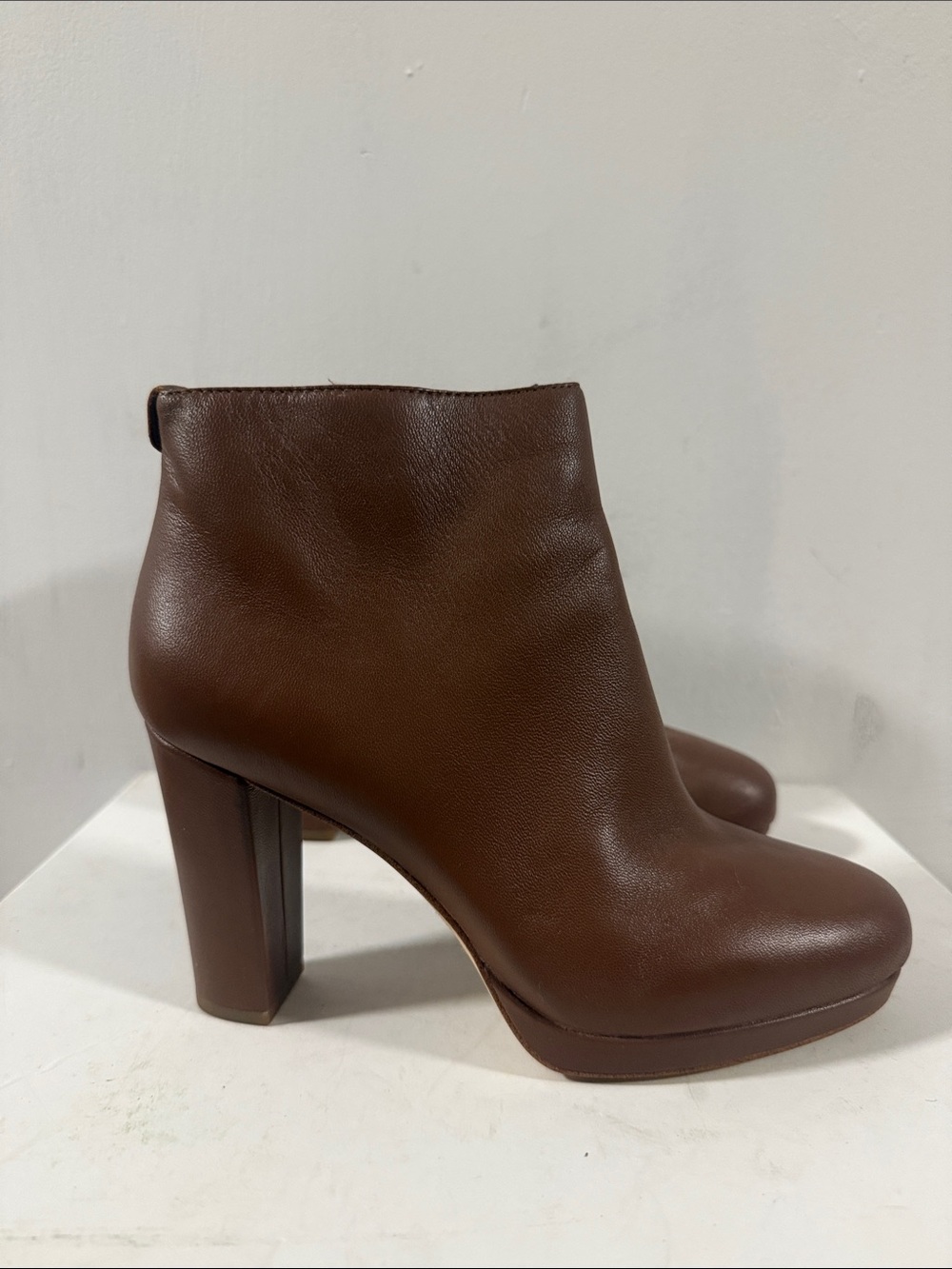 Michael Michael Kors Brown Women’s Leather Ankle Boots - Classic Block Heel